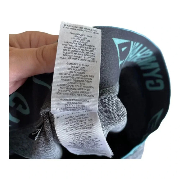 Gymshark Grey Flex with Teal Band Workout Leggings - Picture 4 of 9